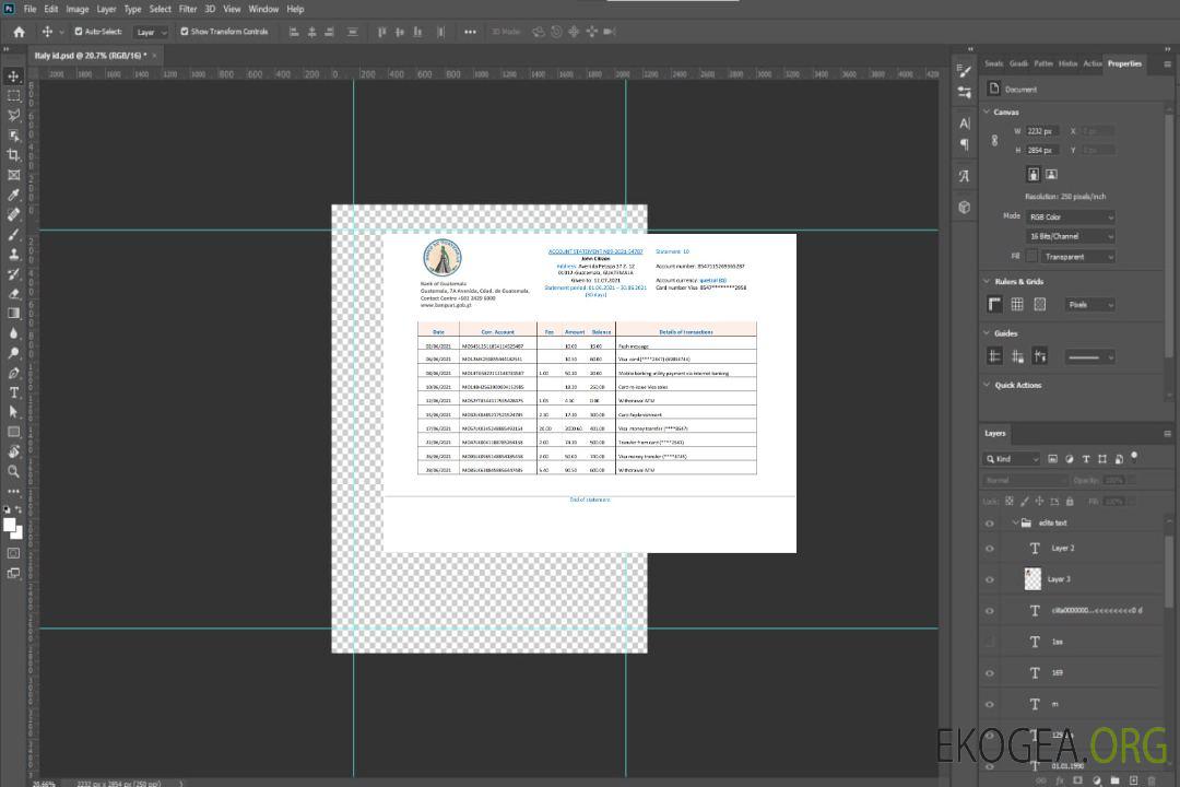 Guatemala Relevé bancaire de la Banco de Guatemala template Guatemala Relevé bancaire de la Banco de Guatemala template